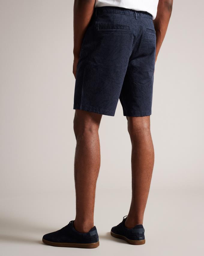 Short Ted Baker Leaf Print Bleu Marine Homme | NMV-90494266